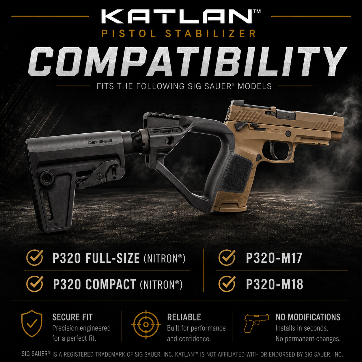 KATLAN™ Pistol Stabilizer for Sig Sauer P320 Nitron, M17 & M18 - Image 6
